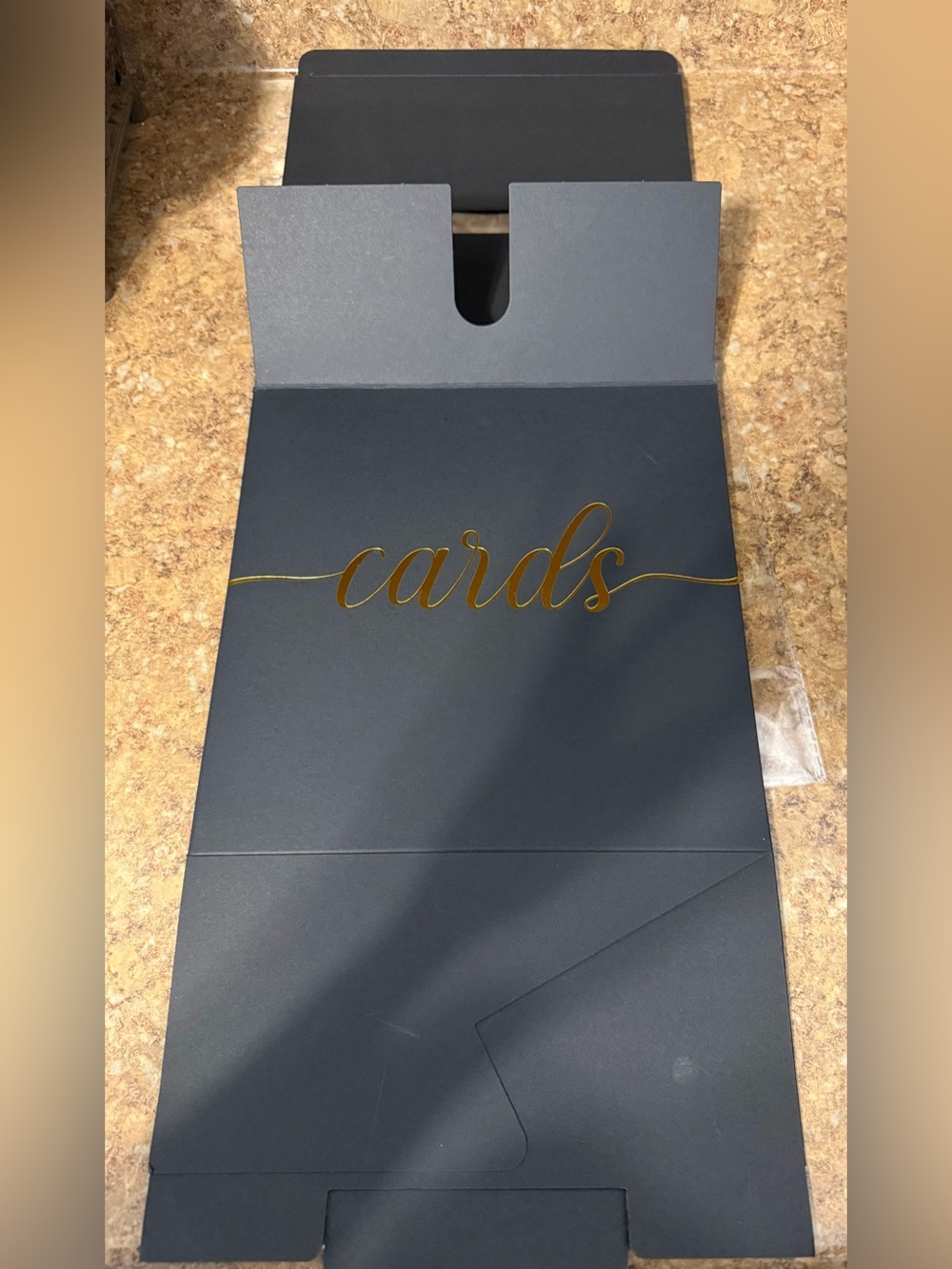 Elegant Black 'Cards' Foldable Box with Gold Script - Party Supplies